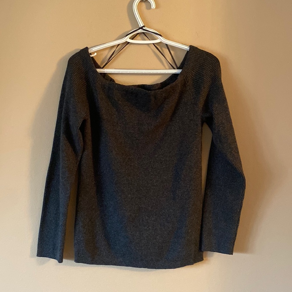 grey womens top off the shoulder